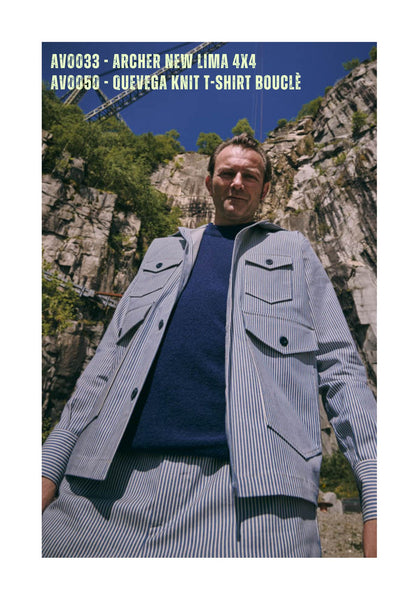 ARCHER – NEW LIMA 4X4 JACKET - Cotton Indaco Stripe Navy