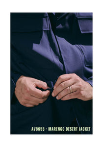 MARENGO - DESERT JACKET - Super Soft Merino Wool Navy-Blu