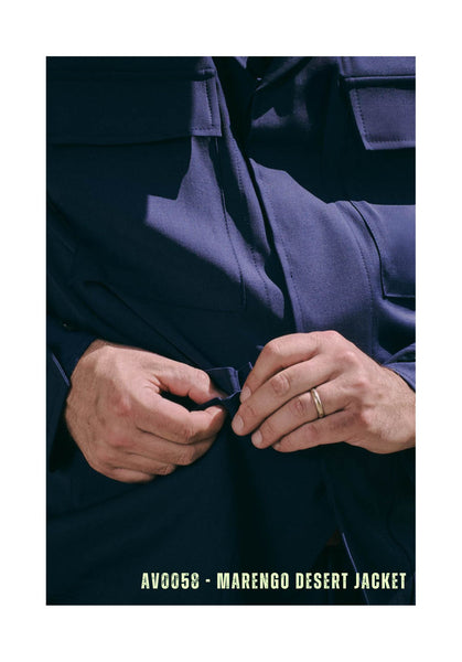 MARENGO - DESERT JACKET - Super Soft Merino Wool Navy-Blu