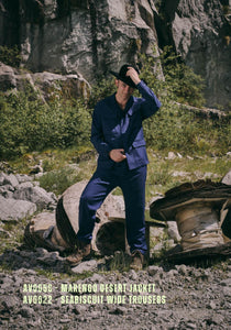 MARENGO - DESERT JACKET - Super Soft Merino Wool Navy-Blu