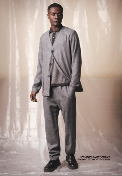 KINGSTONE - SMART JACKET - Harringbone Grey Wool
