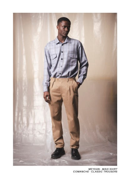 COMANCHE - CLASSIC TROUSERS - Warm Twill Cotton Navy