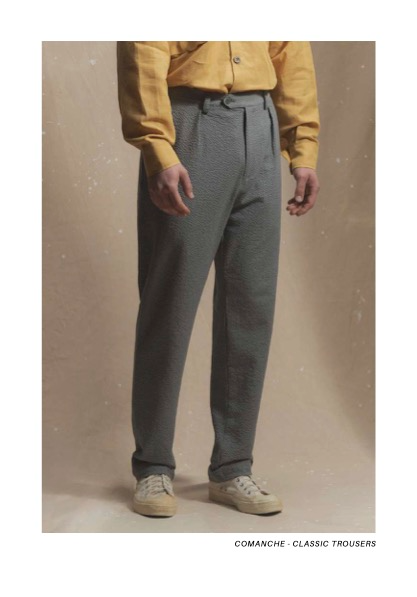 COMANCHE - CLASSIC TROUSERS - Seersucker Grey