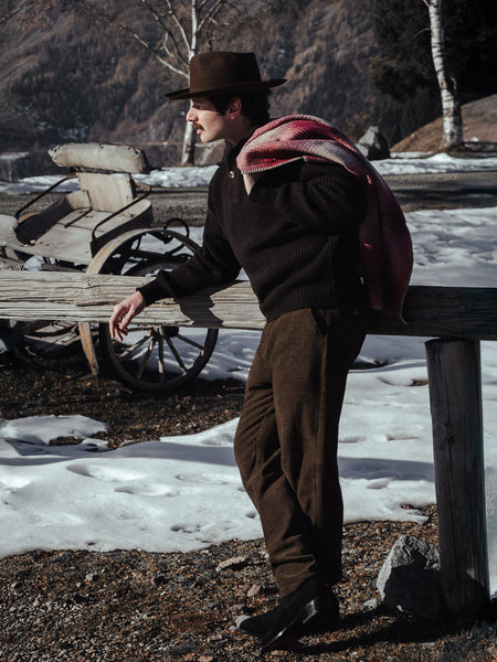 EASTWOOD - WOOL PONCHO - CHECK GREY