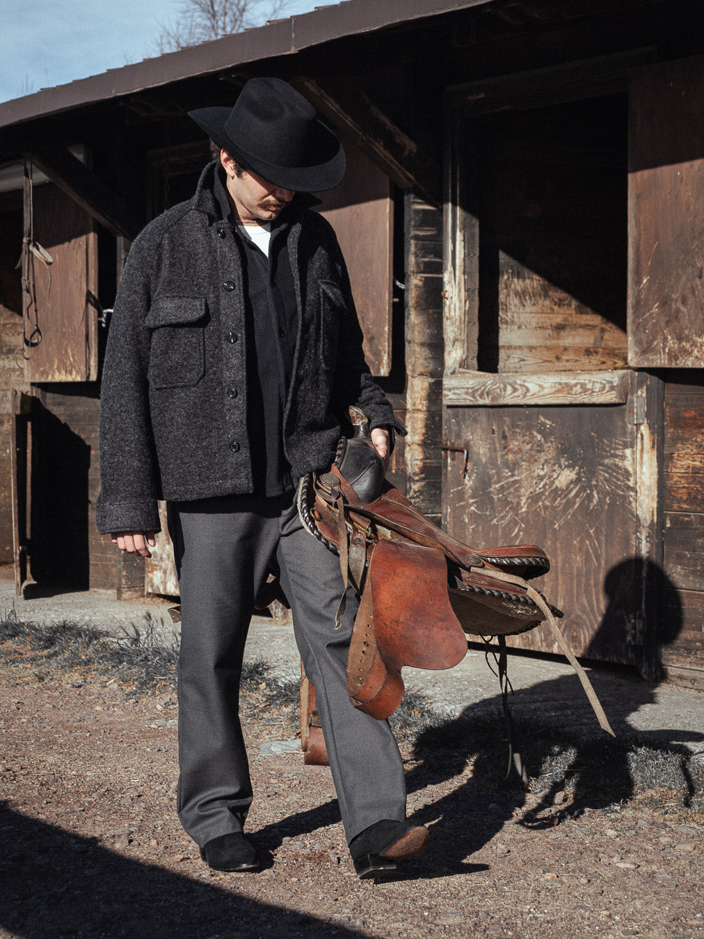 BALIO - JACKET SHIRT - Boiled H.Wool Dark Grey