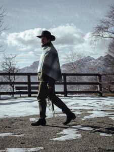 EASTWOOD - WOOL PONCHO - CHECK GREEN