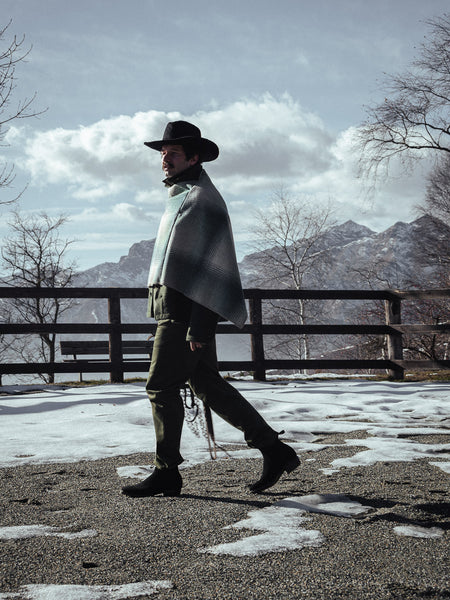 EASTWOOD - WOOL PONCHO - CHECK GREEN