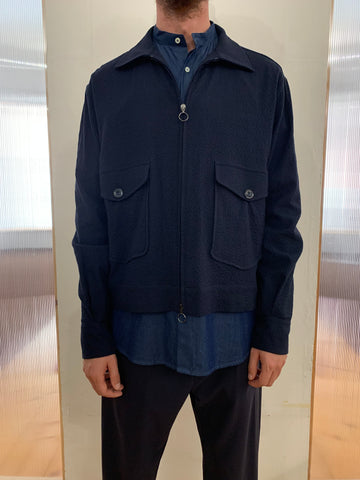 AVIATOR / Balio II – NEW (ZIP) JACKET - Seersucker Navy