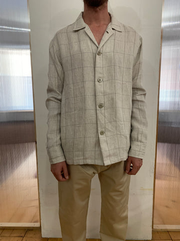 EASY FORM / SUNLINE - HAWAII SHIRT JACKET - Special Linen Check Sand