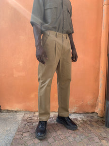 SPECTACULAR BID - AIR TROUSERS - Warm Twill Cotton Kaki