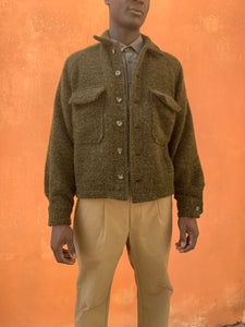 BALIO - JACKET SHIRT - Heavy Boucle' Wool Green