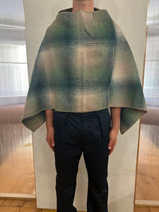 EASTWOOD - WOOL PONCHO - CHECK GREEN
