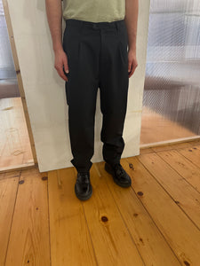 SEABISCUIT - WIDE TROUSERS - Four Season Wool Black