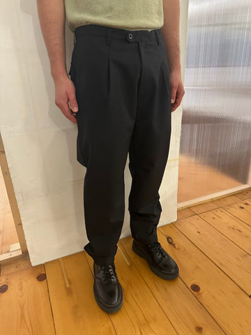 SEABISCUIT - WIDE TROUSERS - Four Season Wool Black