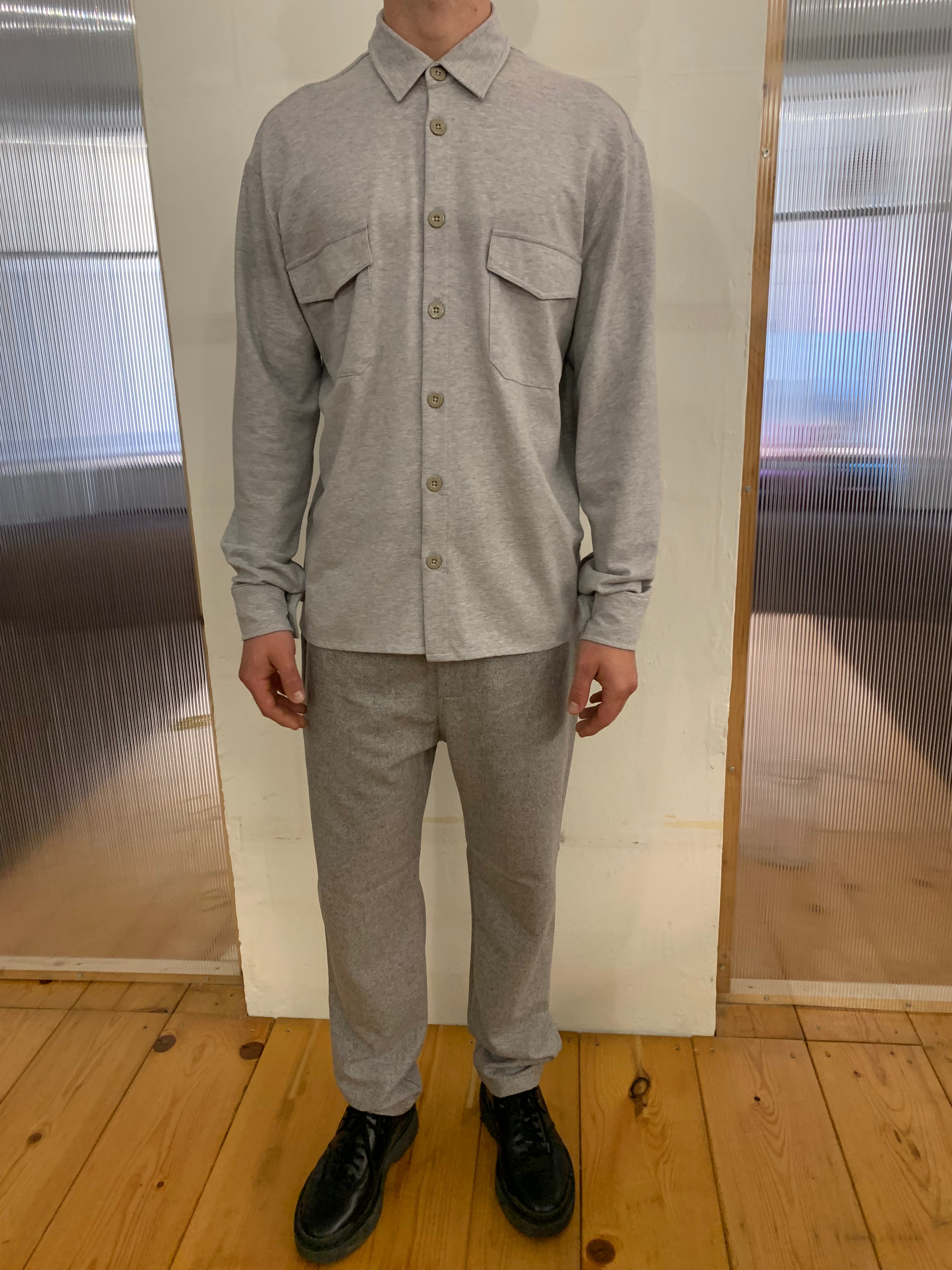DANGLAR - OVERSHIRT - Piquet Cotton Grey