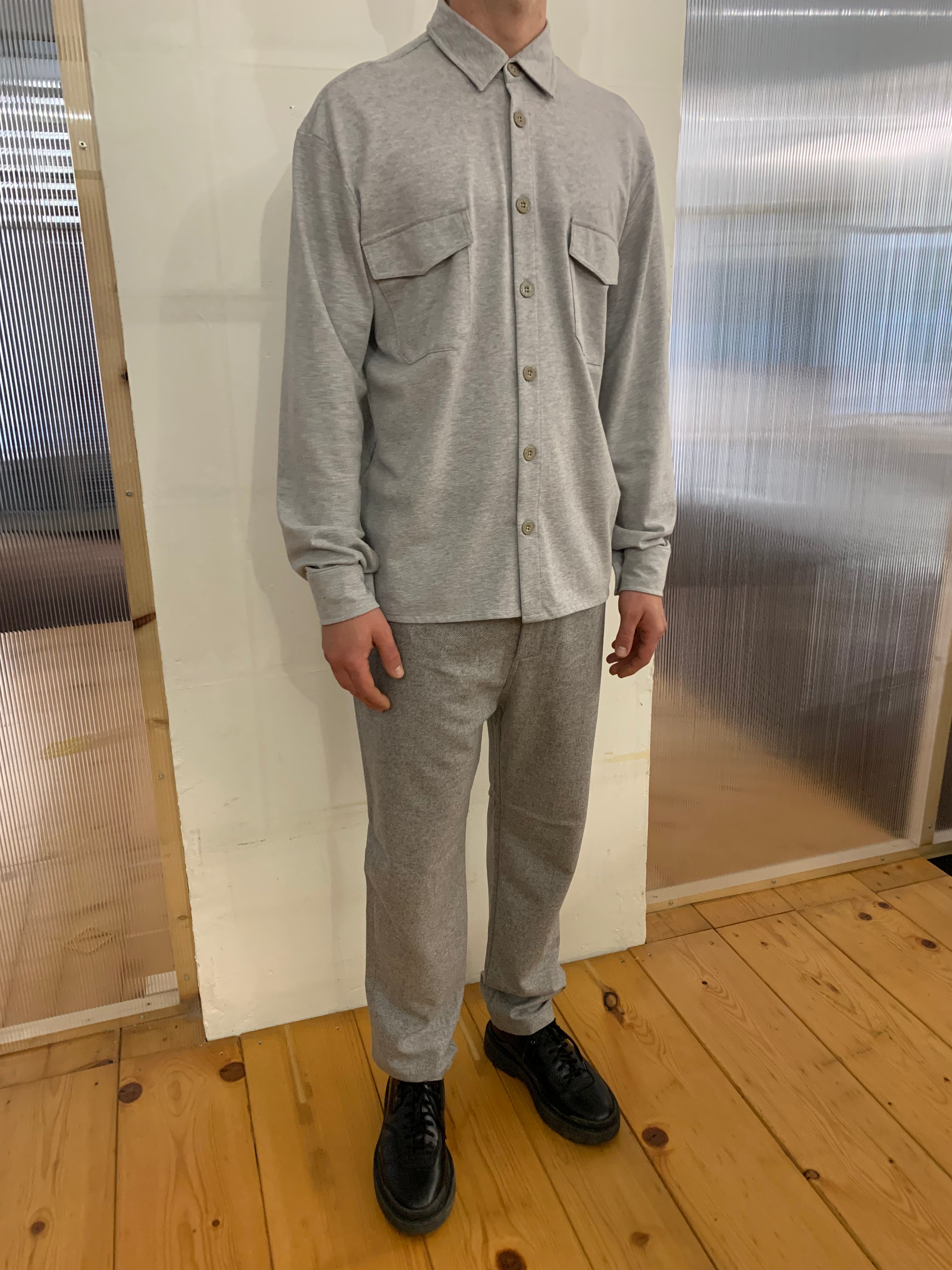 DANGLAR - OVERSHIRT - Piquet Cotton Grey