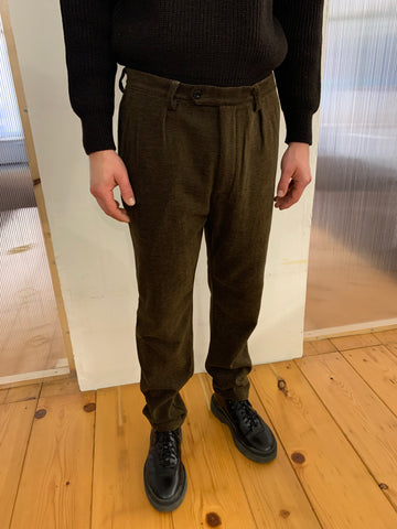 COMANCHE - CLASSIC TROUSERS - Harringbone Wool Brown