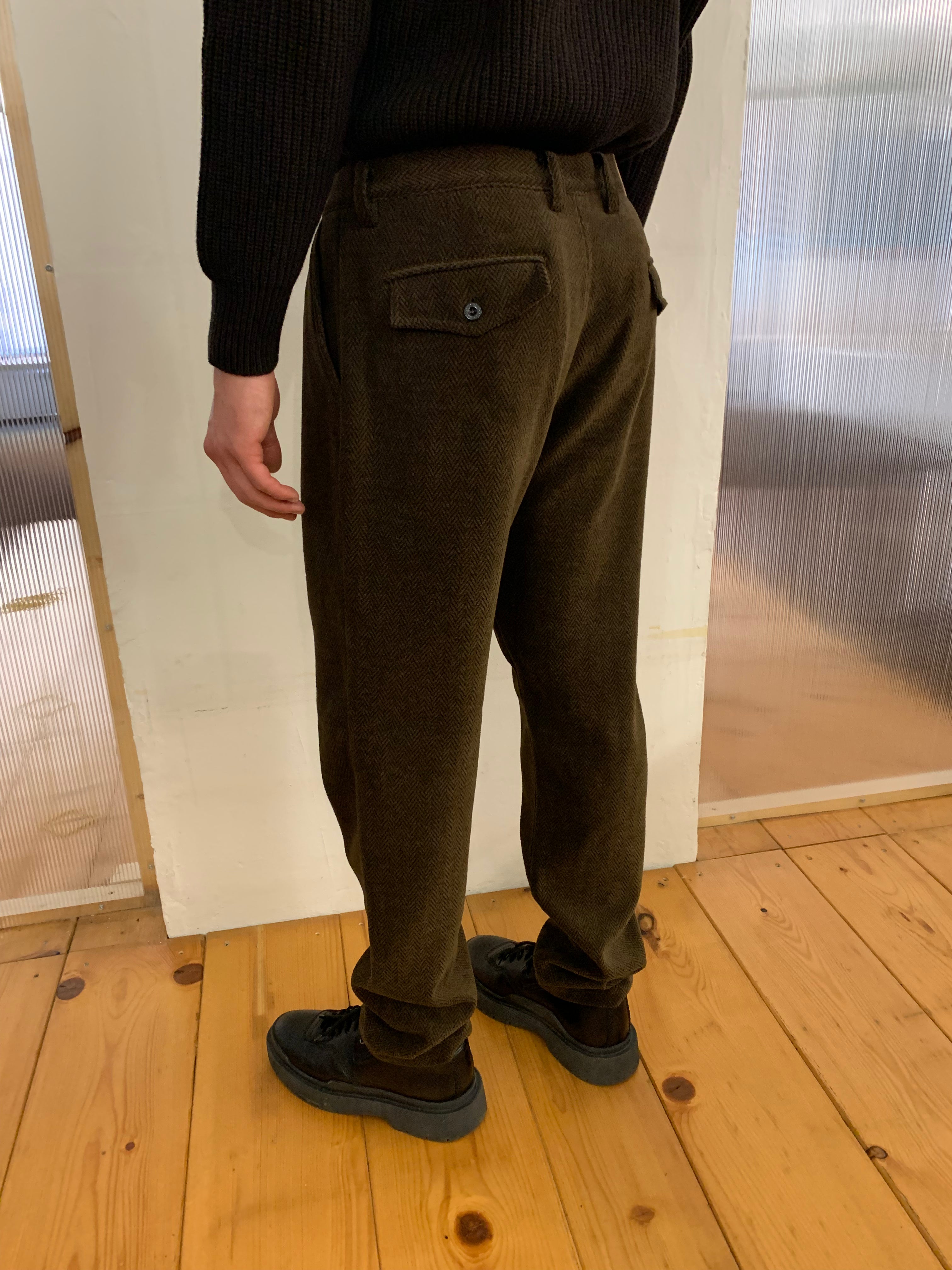 COMANCHE - CLASSIC TROUSERS - Harringbone Wool Brown