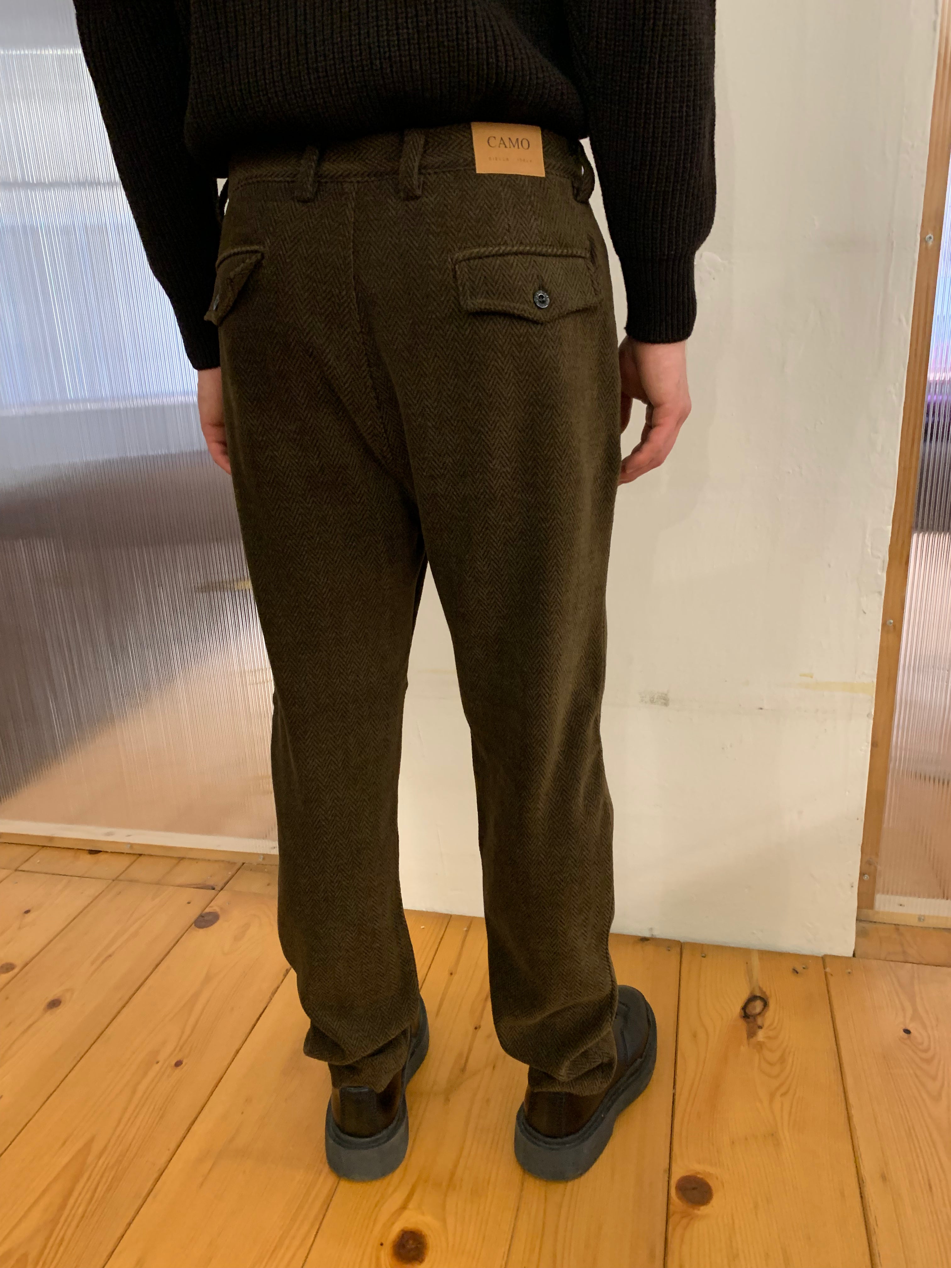 COMANCHE - CLASSIC TROUSERS - Harringbone Wool Brown