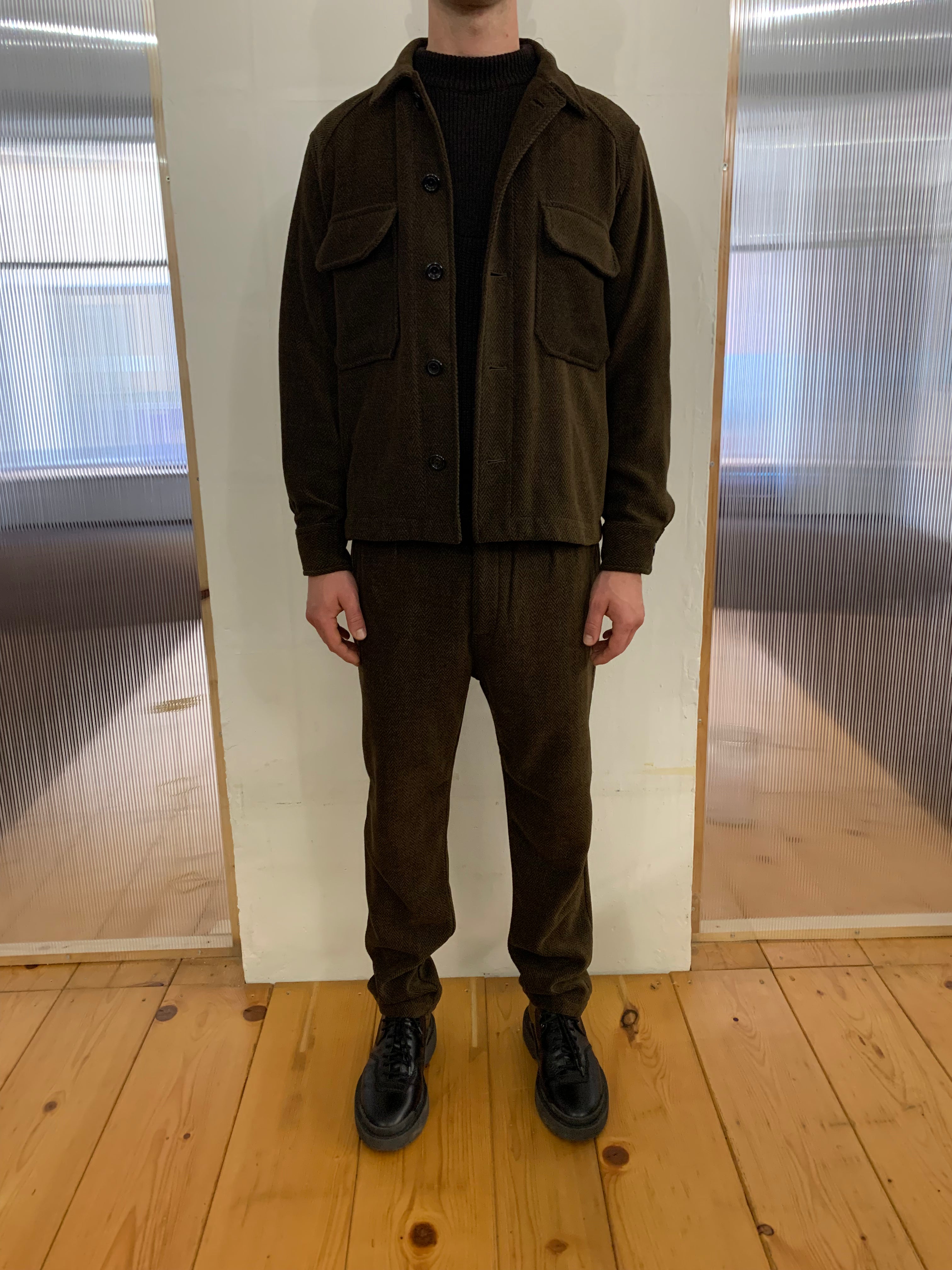 BALIO - JACKET SHIRT - Herringbone Wool Brown