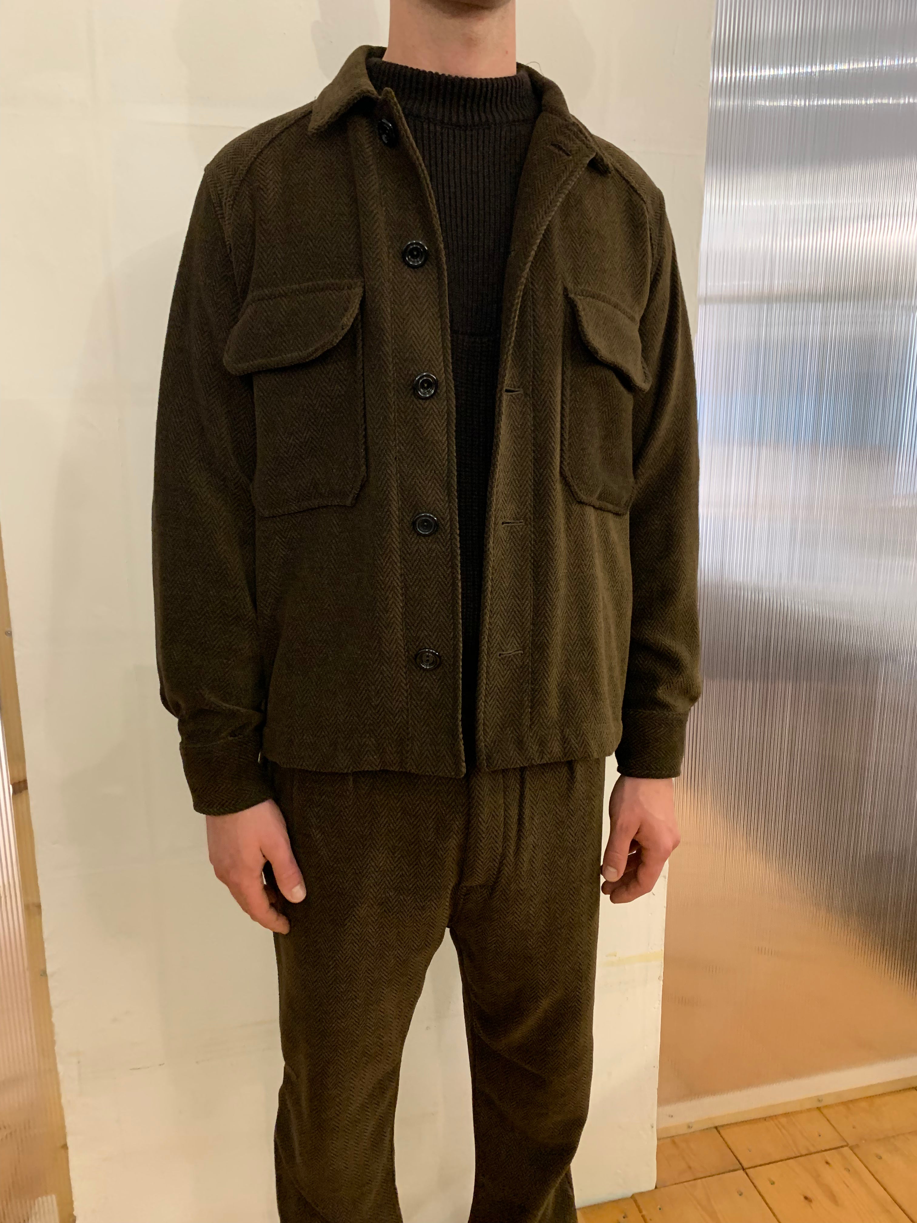 BALIO - JACKET SHIRT - Herringbone Wool Brown