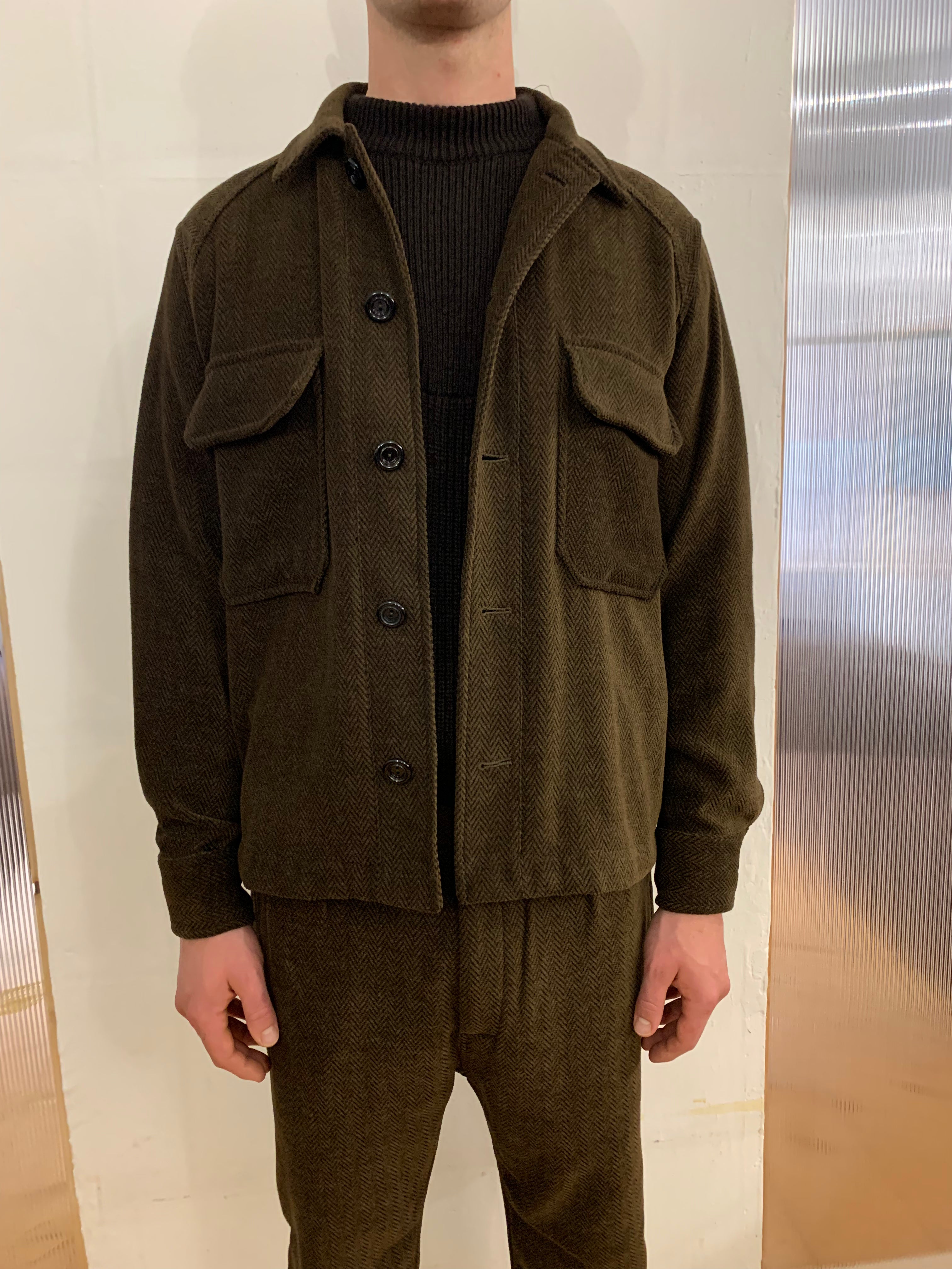 BALIO - JACKET SHIRT - Herringbone Wool Brown