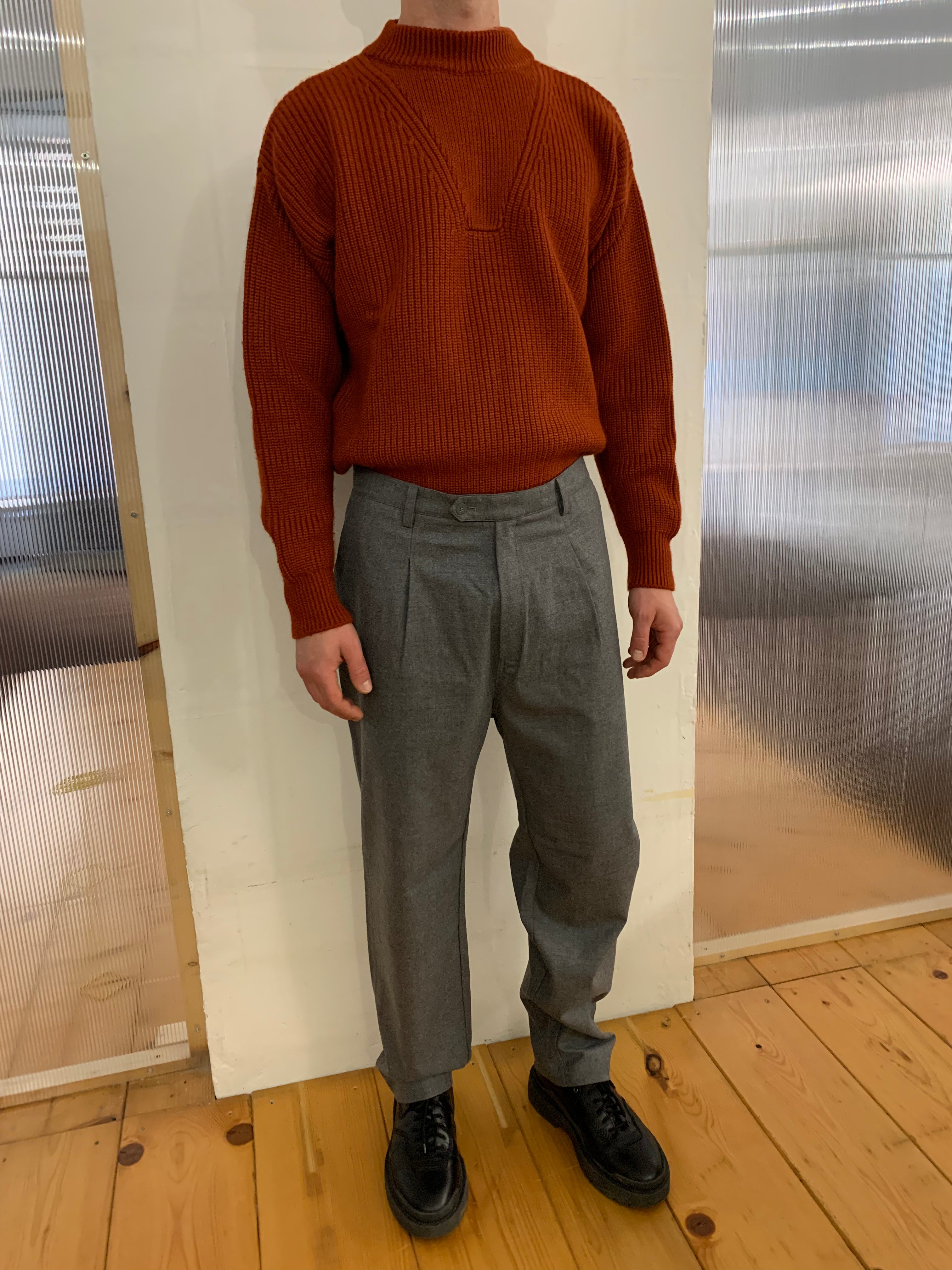 SEABISCUIT - WIDE TROUSERS - Merino WInter Wool Grey