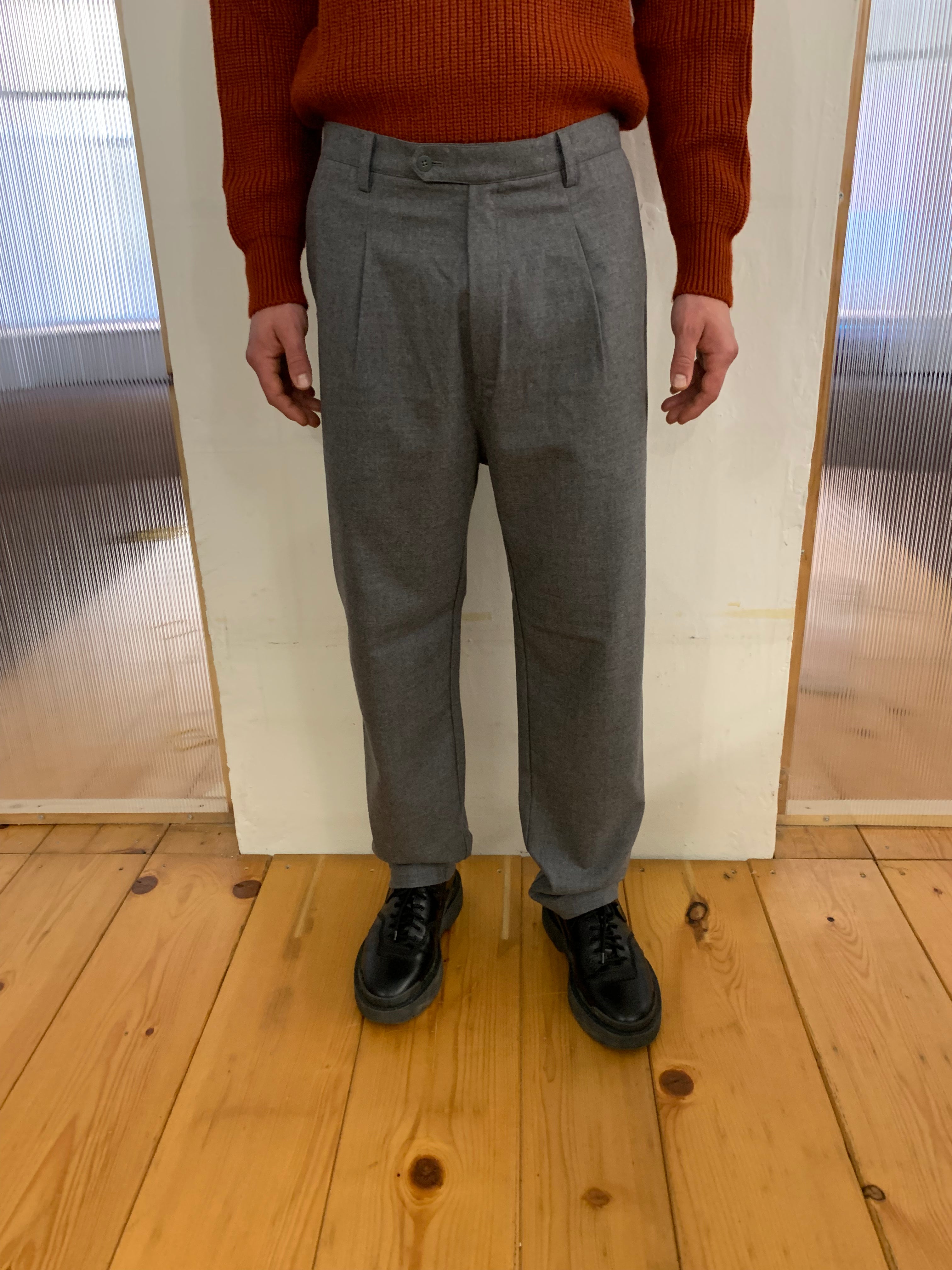 SEABISCUIT - WIDE TROUSERS - Merino WInter Wool Grey
