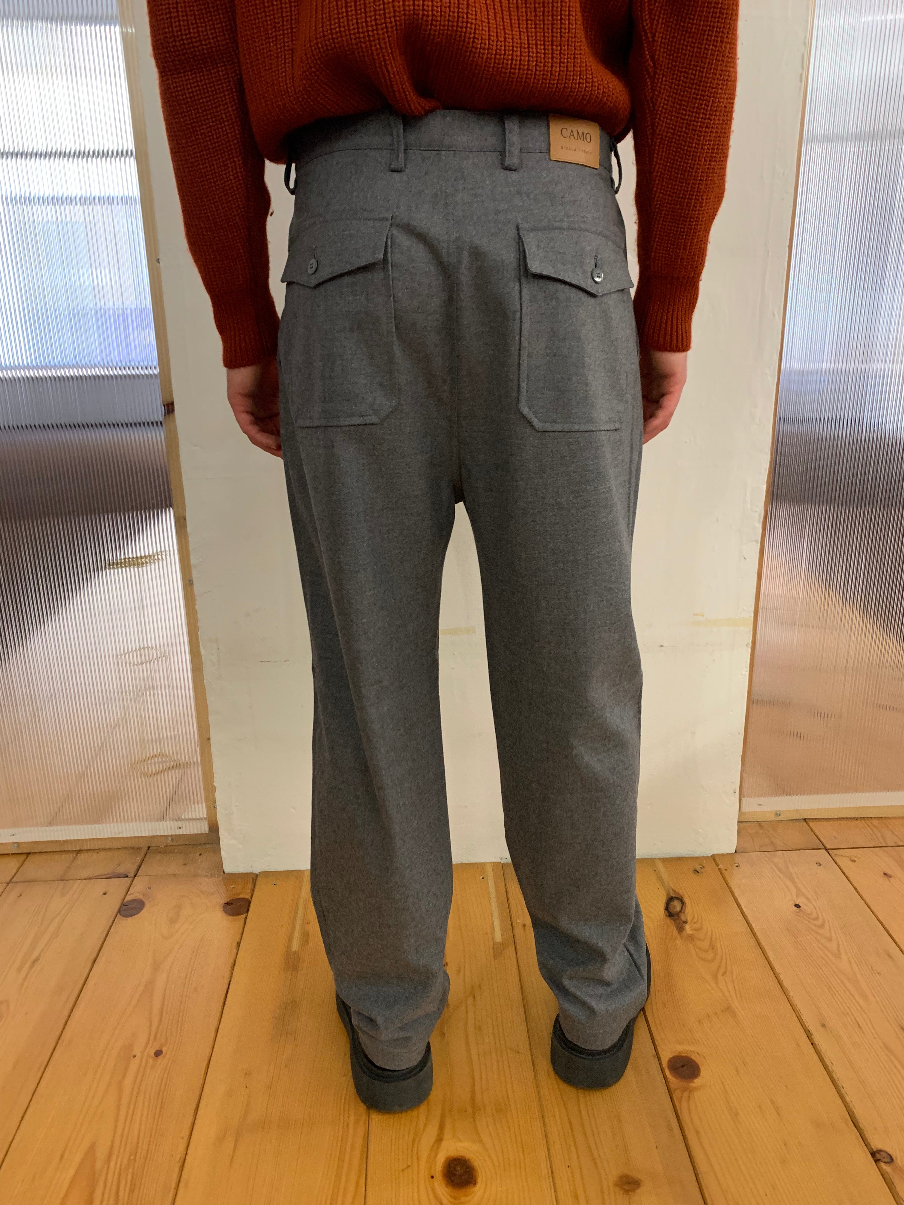 SEABISCUIT - WIDE TROUSERS - Merino WInter Wool Grey