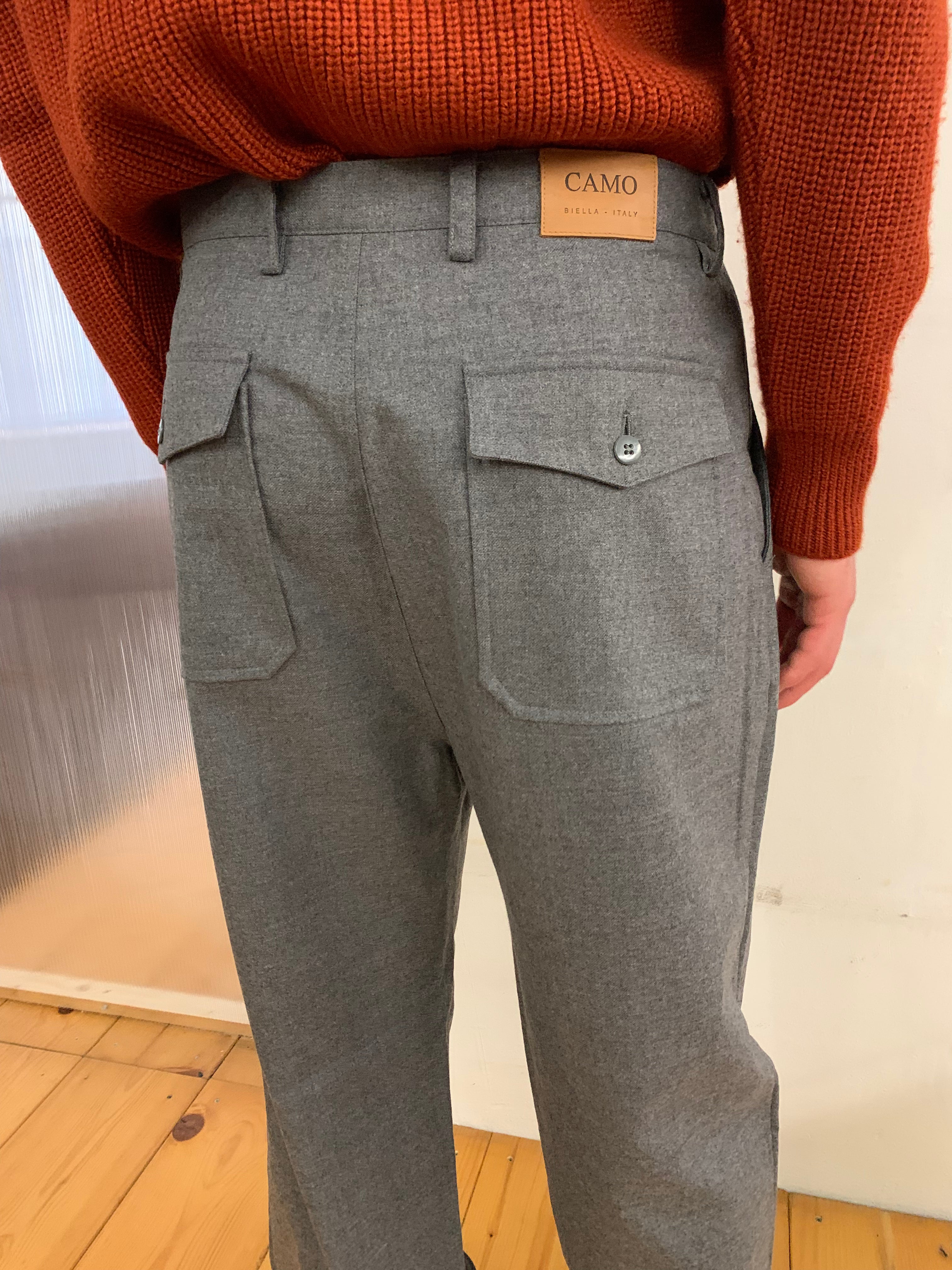 SEABISCUIT - WIDE TROUSERS - Merino WInter Wool Grey