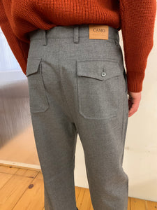 SEABISCUIT - WIDE TROUSERS - Merino WInter Wool Grey