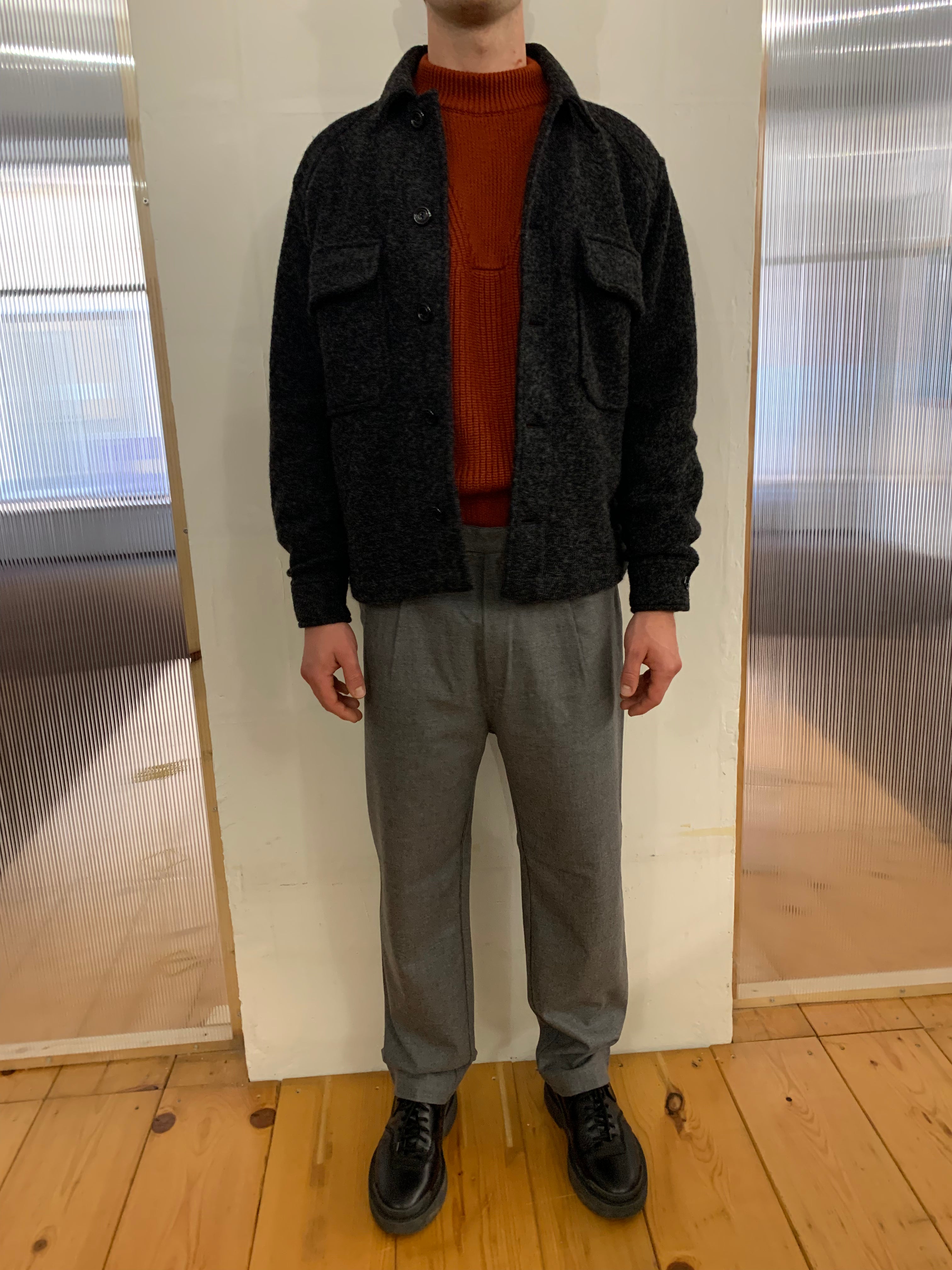 BALIO - JACKET SHIRT - Boiled H.Wool Dark Grey