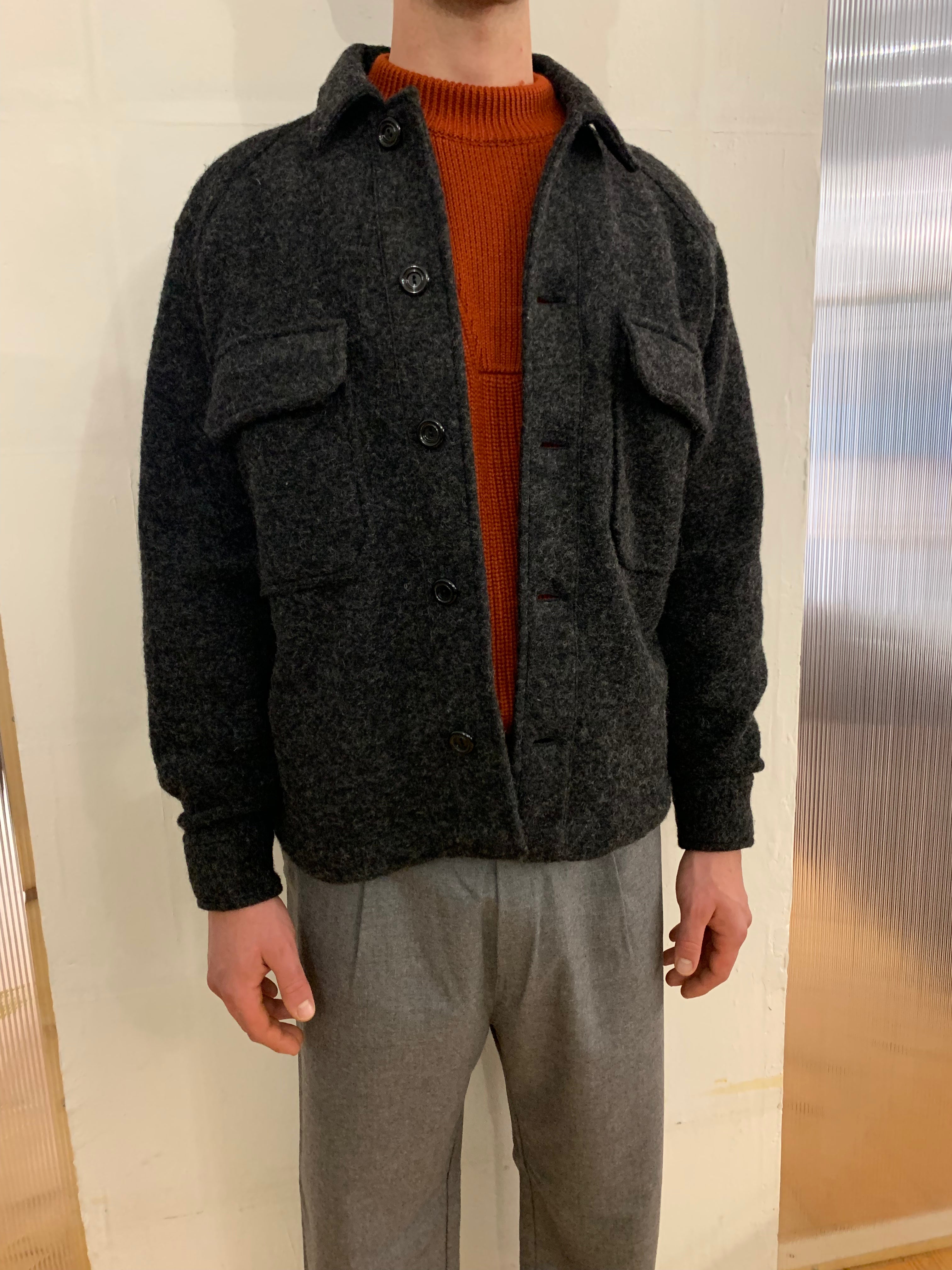 BALIO - JACKET SHIRT - Boiled H.Wool Dark Grey