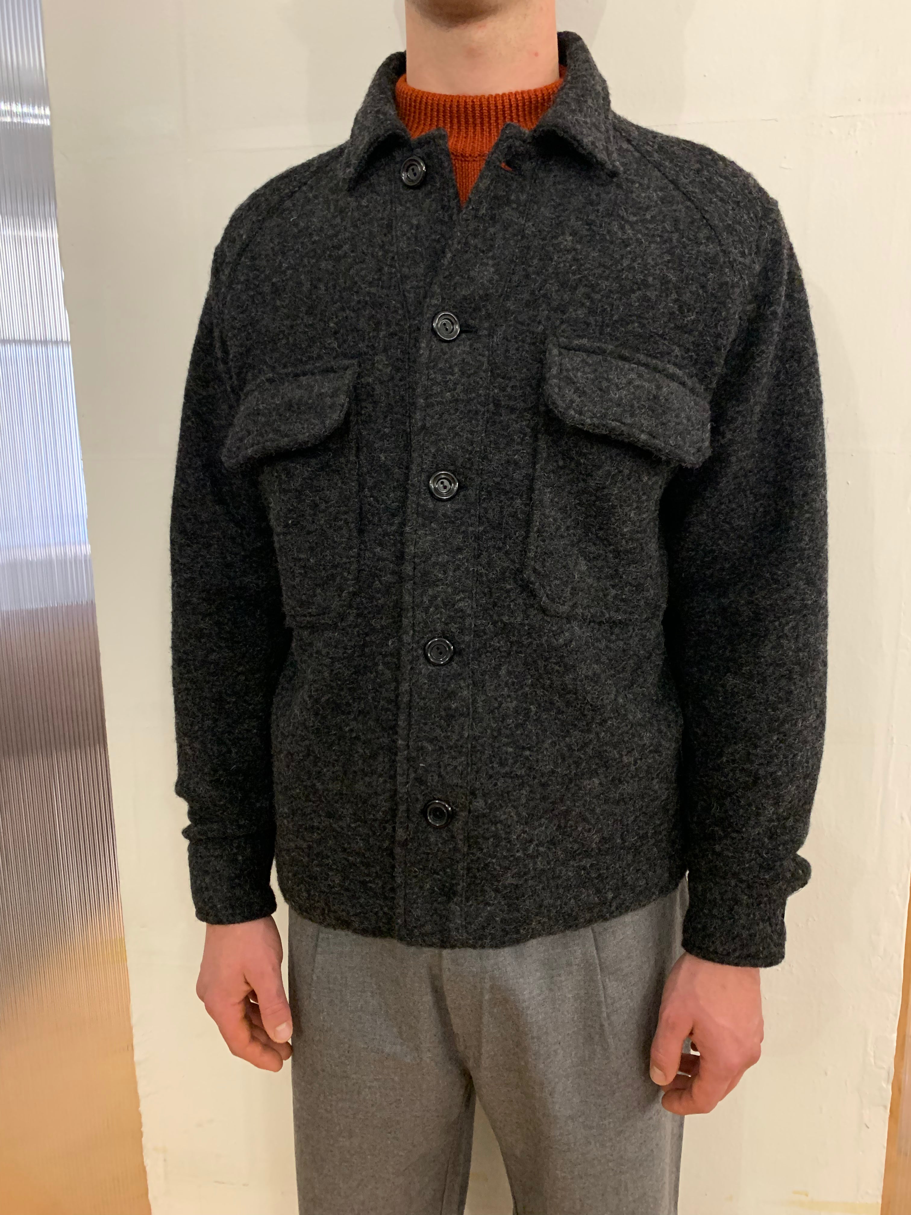 BALIO - JACKET SHIRT - Boiled H.Wool Dark Grey