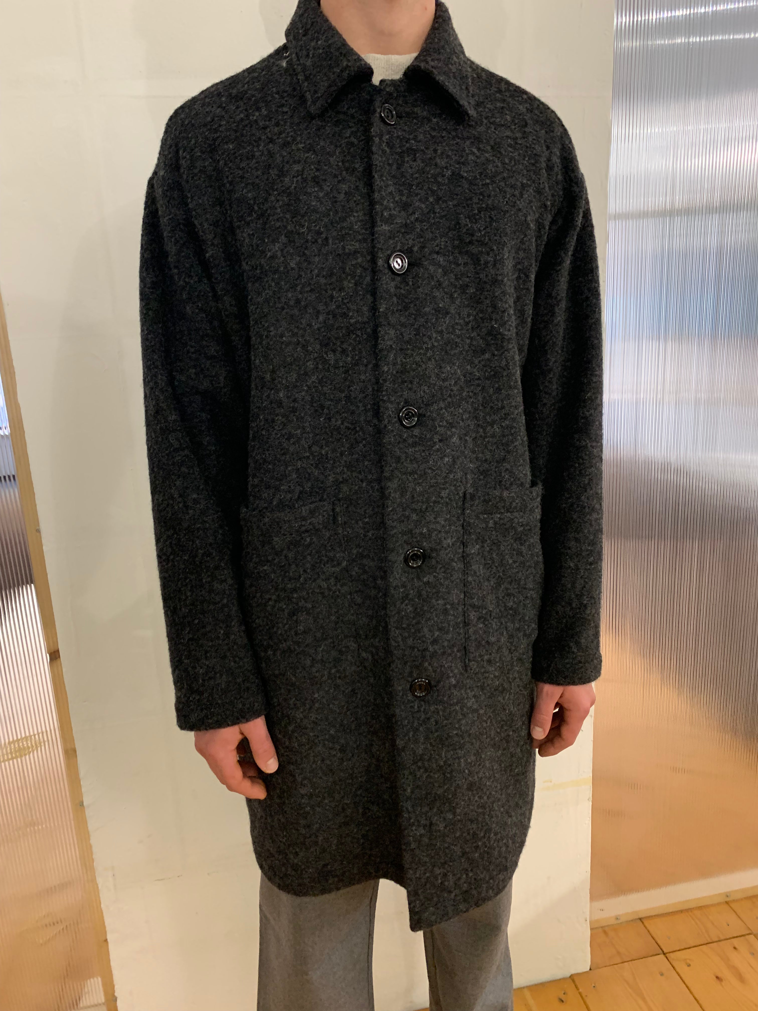 WAYNE RIBOT - NEW AIR WIDE COAT - Boiled H.Wool Dark Grey