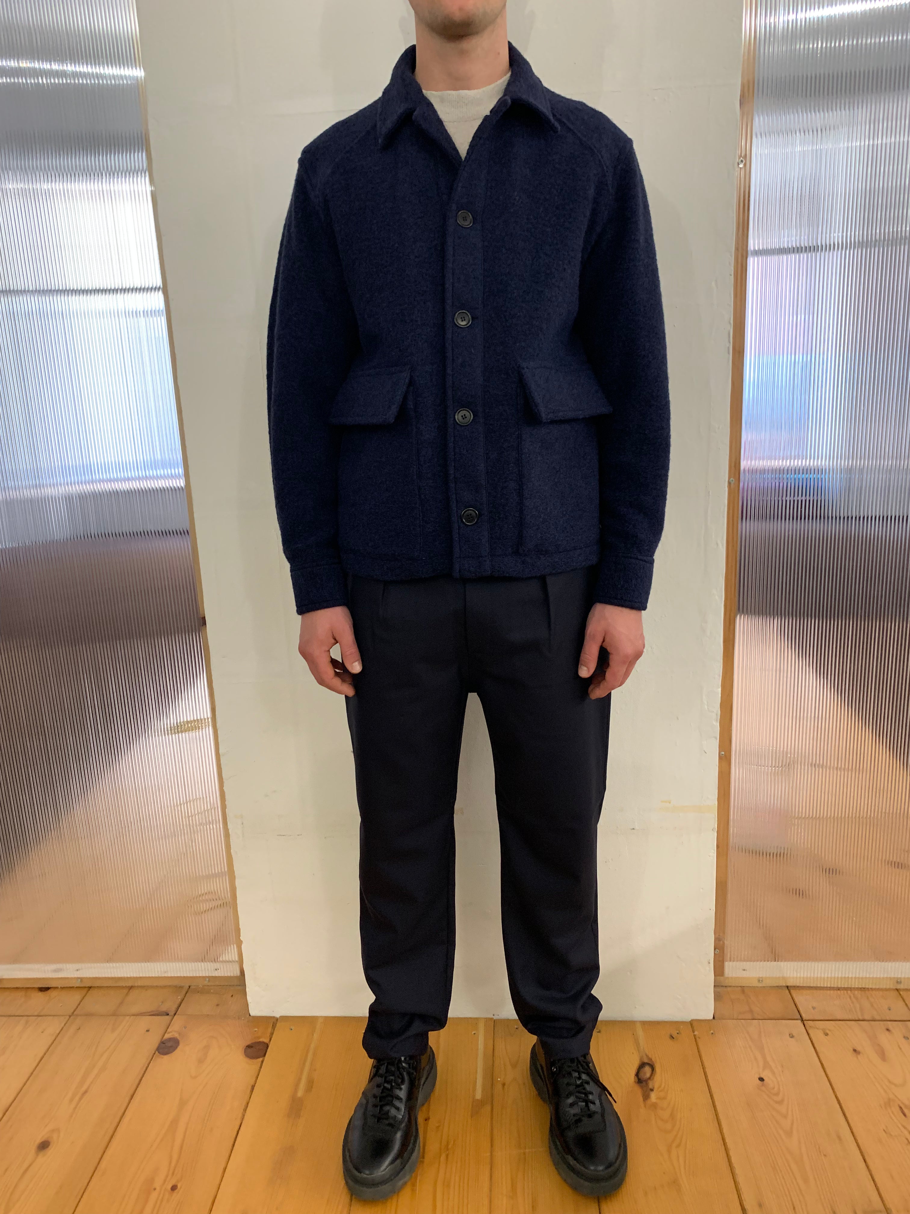 BROTHER OF BALIO - JACKET SHIRT - Boiled H.Wool Navy