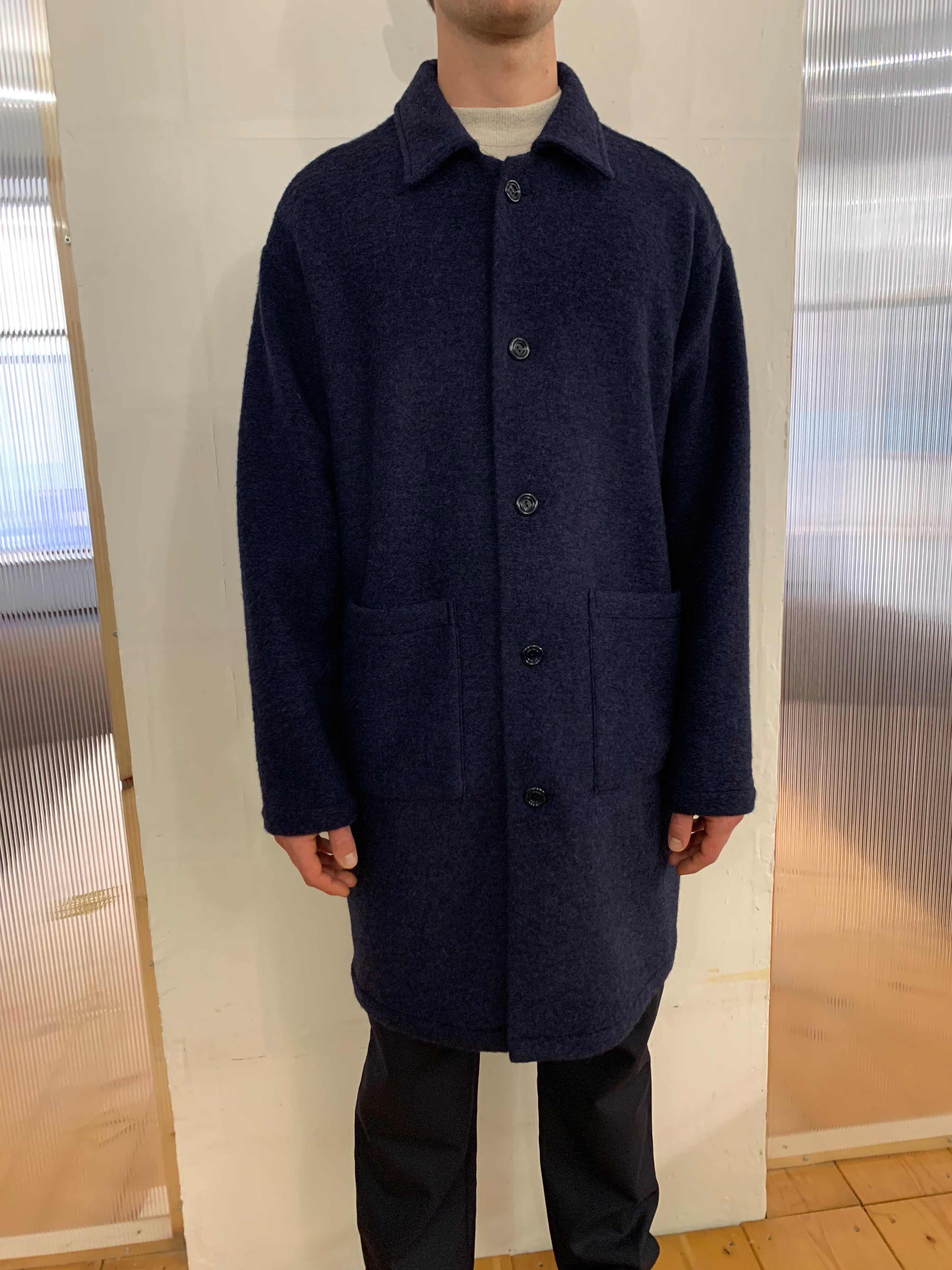 WAYNE RIBOT - NEW AIR WIDE COAT - Boiled H.Wool Navy