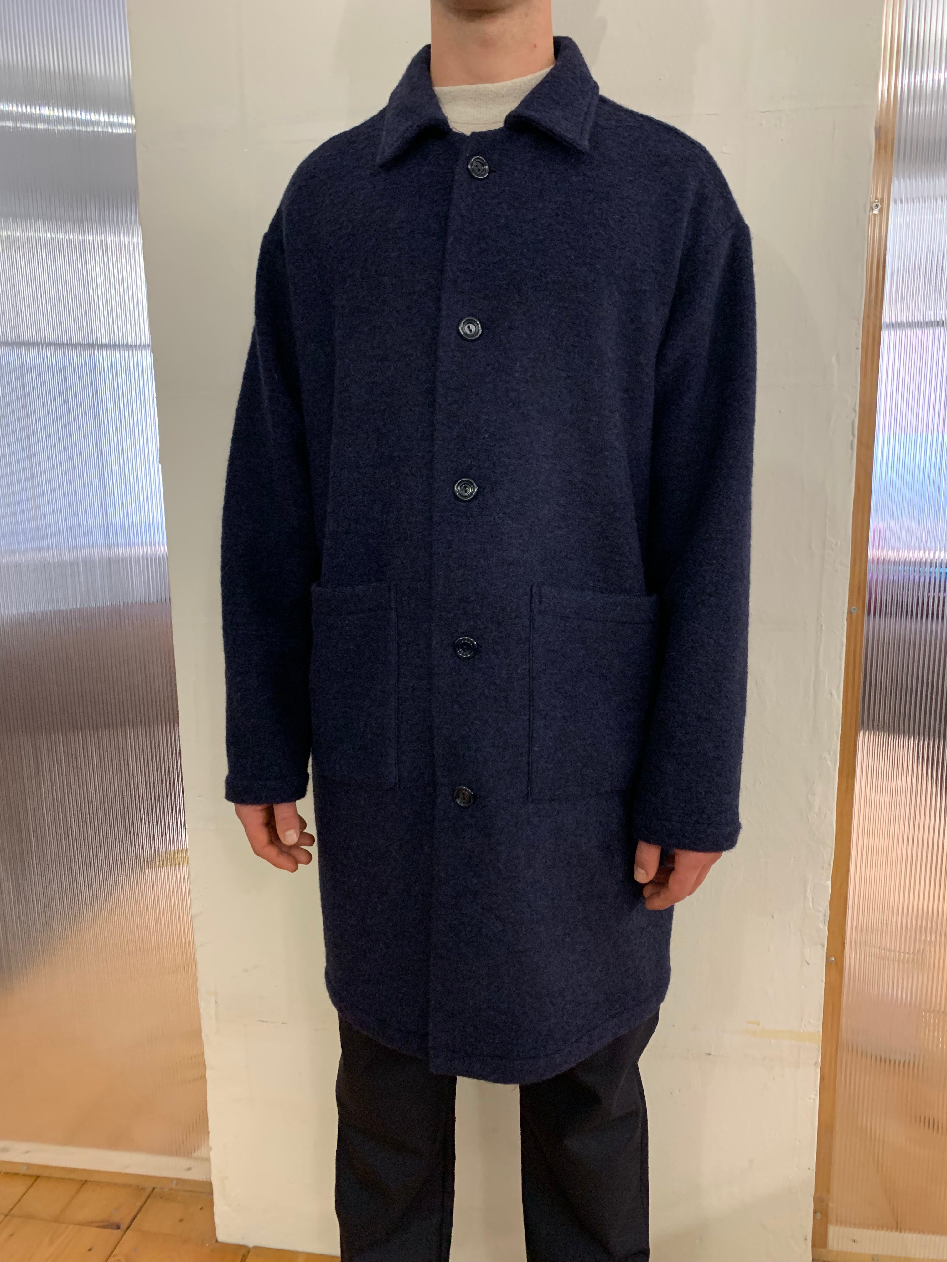 WAYNE RIBOT - NEW AIR WIDE COAT - Boiled H.Wool Navy