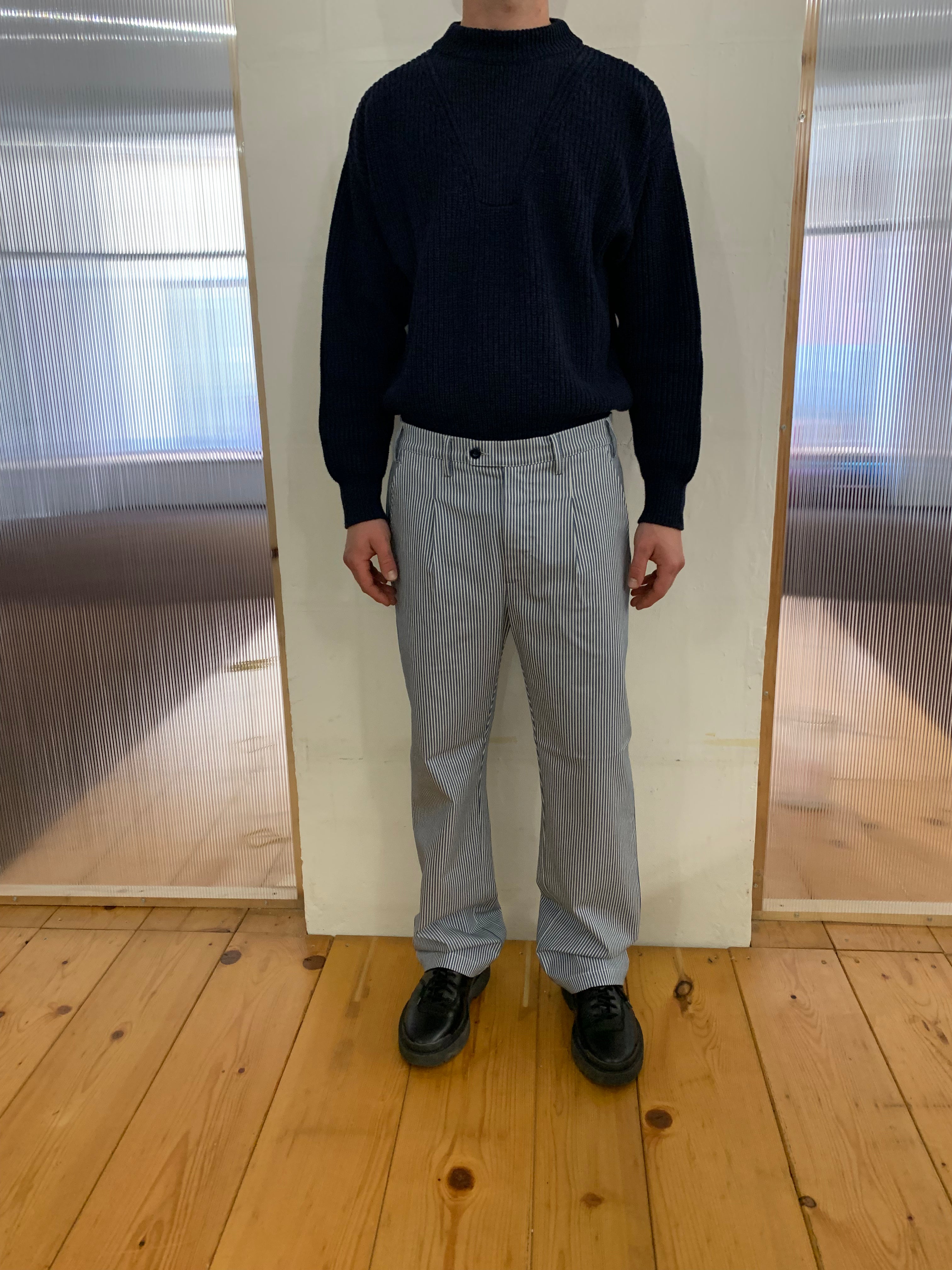 SPECTACULAR BID - AIR TROUSERS - Indaco Cotton Stripe