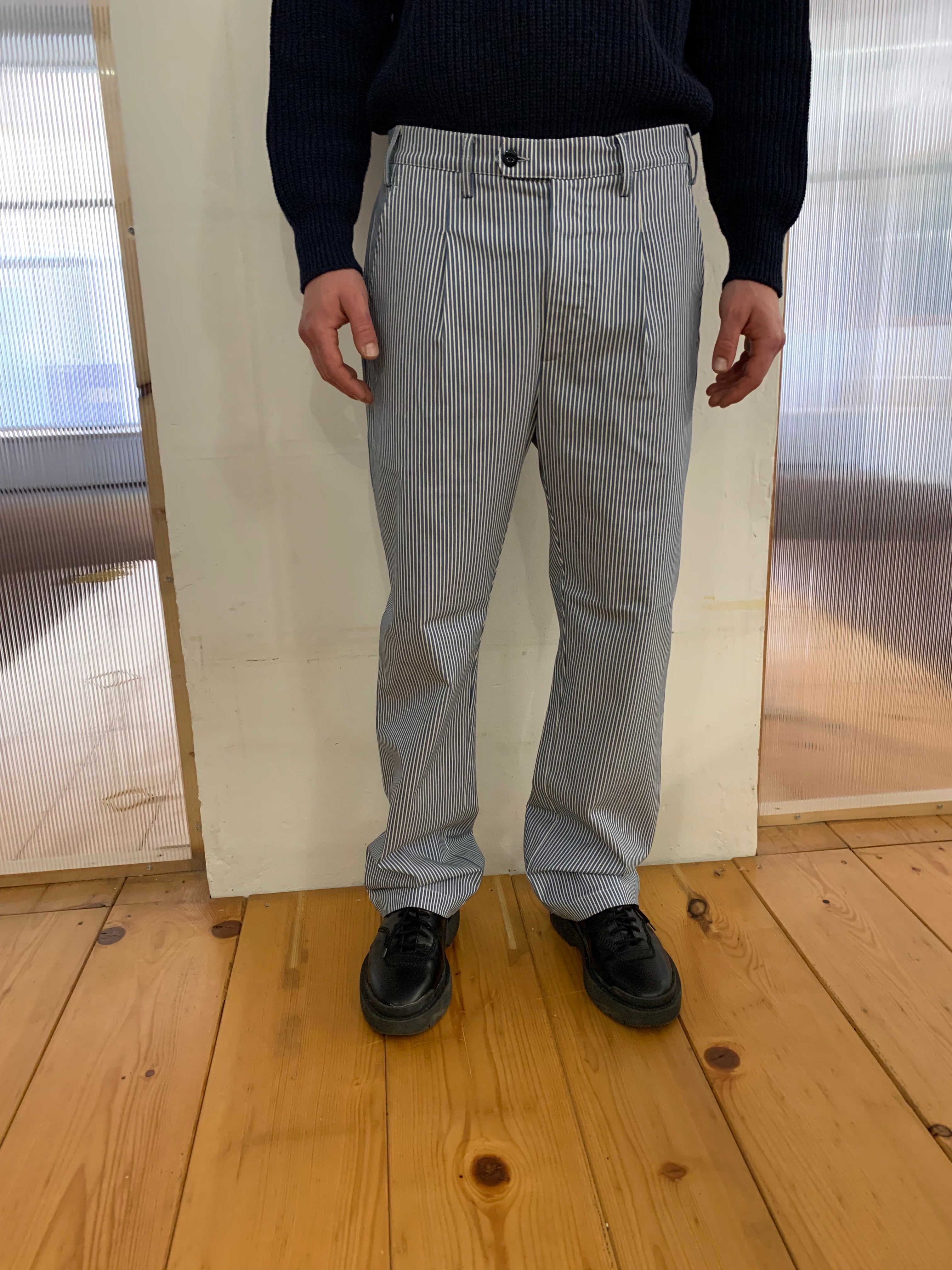 SPECTACULAR BID - AIR TROUSERS - Indaco Cotton Stripe