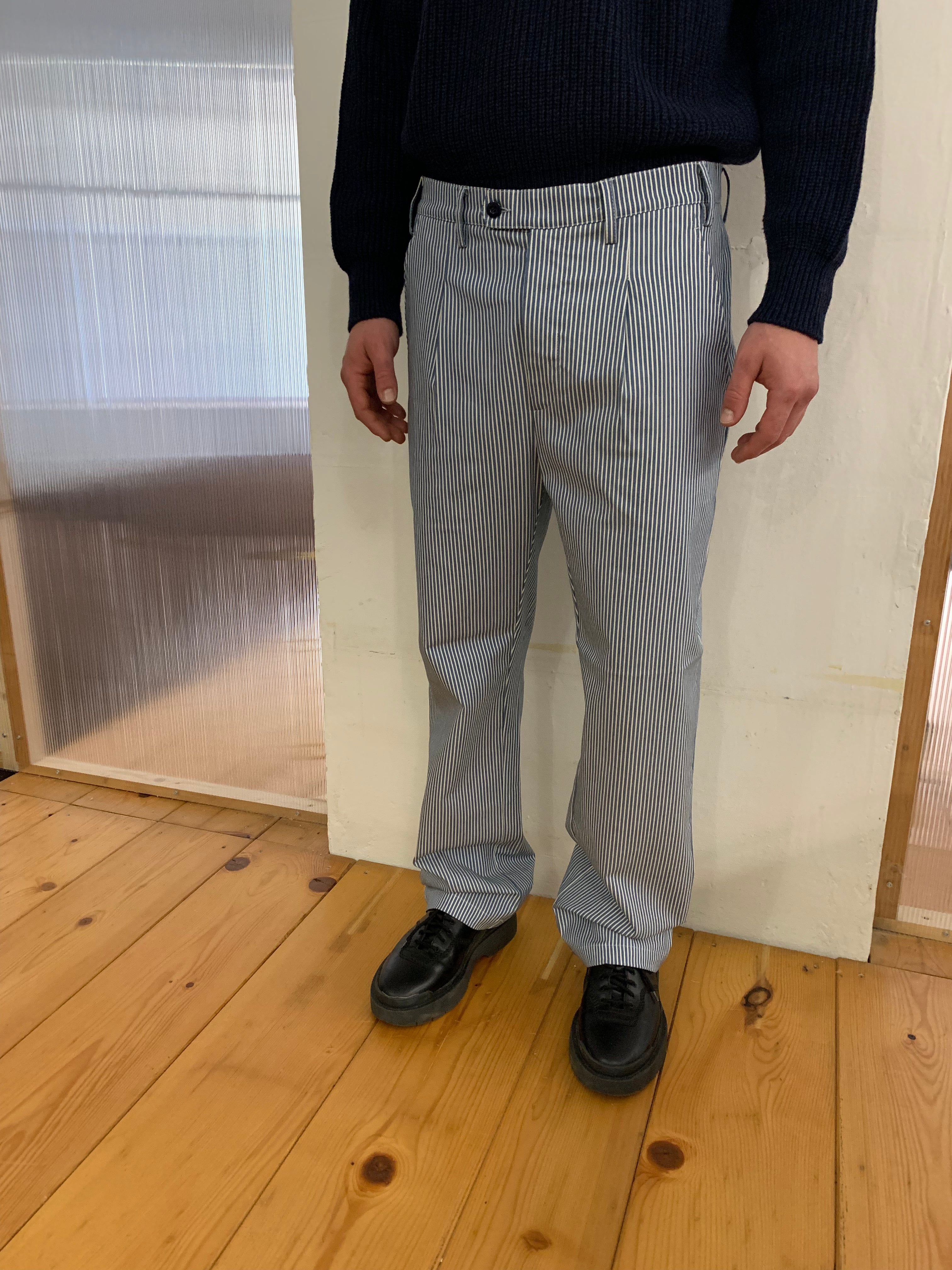 SPECTACULAR BID - AIR TROUSERS - Indaco Cotton Stripe
