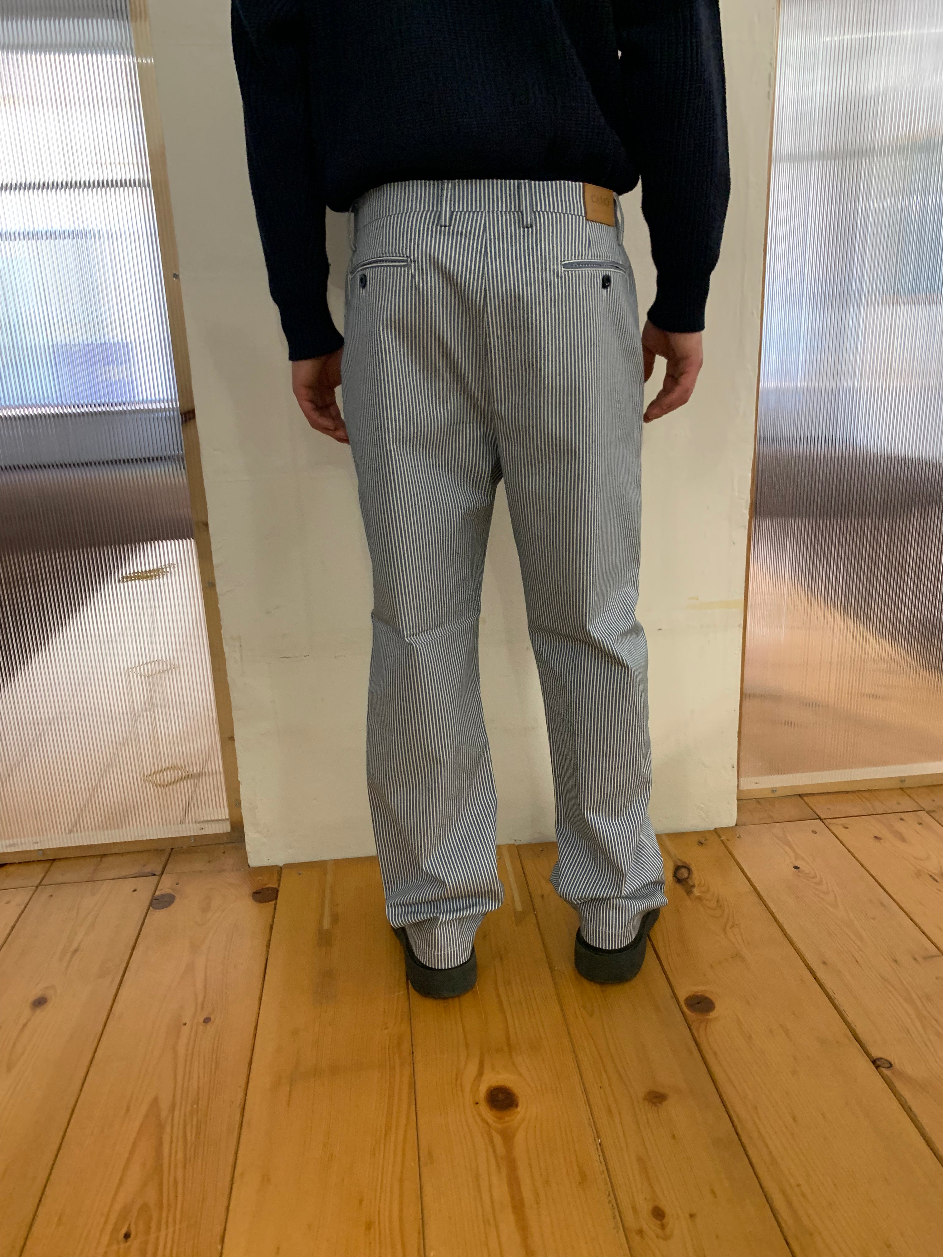 SPECTACULAR BID - AIR TROUSERS - Indaco Cotton Stripe