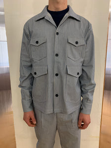 ARCHER – NEW LIMA 4X4 JACKET - Cotton Indaco Stripe Navy
