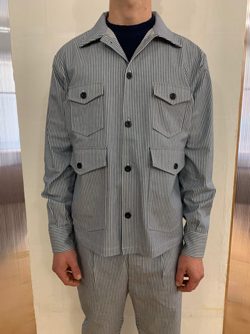 ARCHER – NEW LIMA 4X4 JACKET - Cotton Indaco Stripe Navy