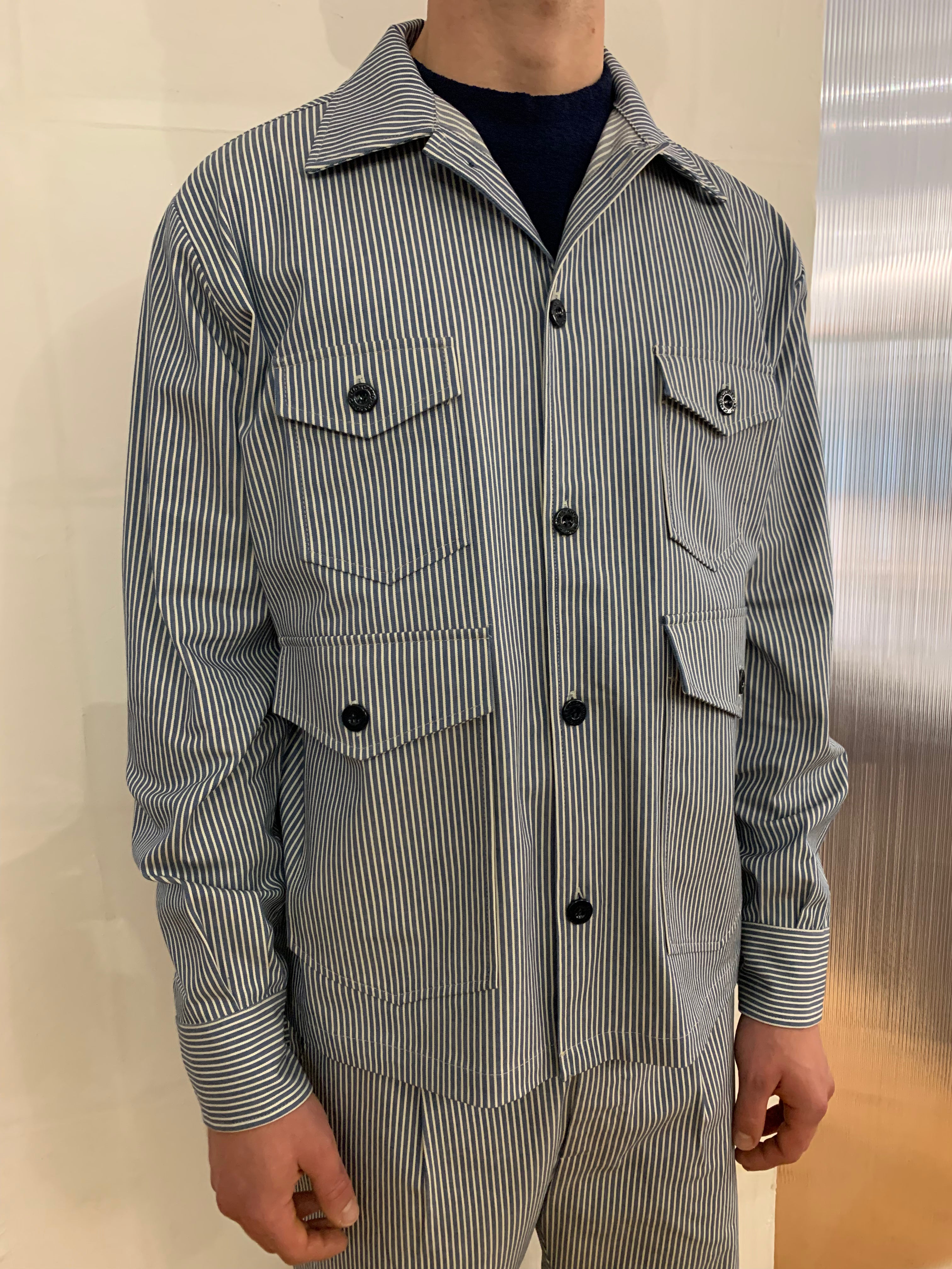 ARCHER – NEW LIMA 4X4 JACKET - Cotton Indaco Stripe Navy