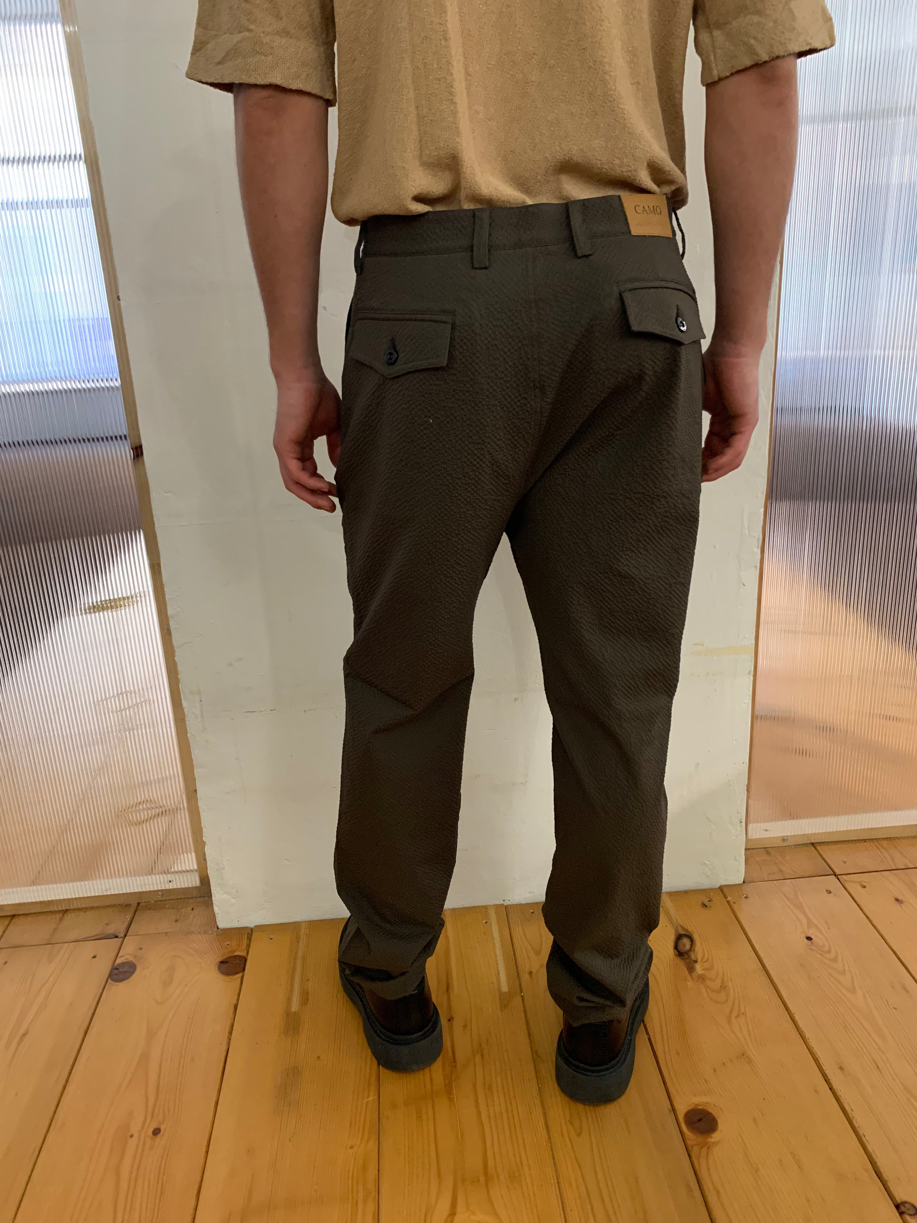 COMANCHE - CLASSIC TROUSERS - Seersucker Brown