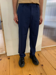 SEABISCUIT - WIDE TROUSERS - Super Soft Merino Wool Navy-Blu