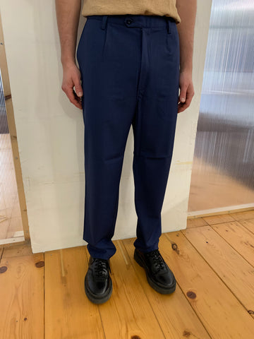 SEABISCUIT - WIDE TROUSERS - Super Soft Merino Wool Navy-Blu