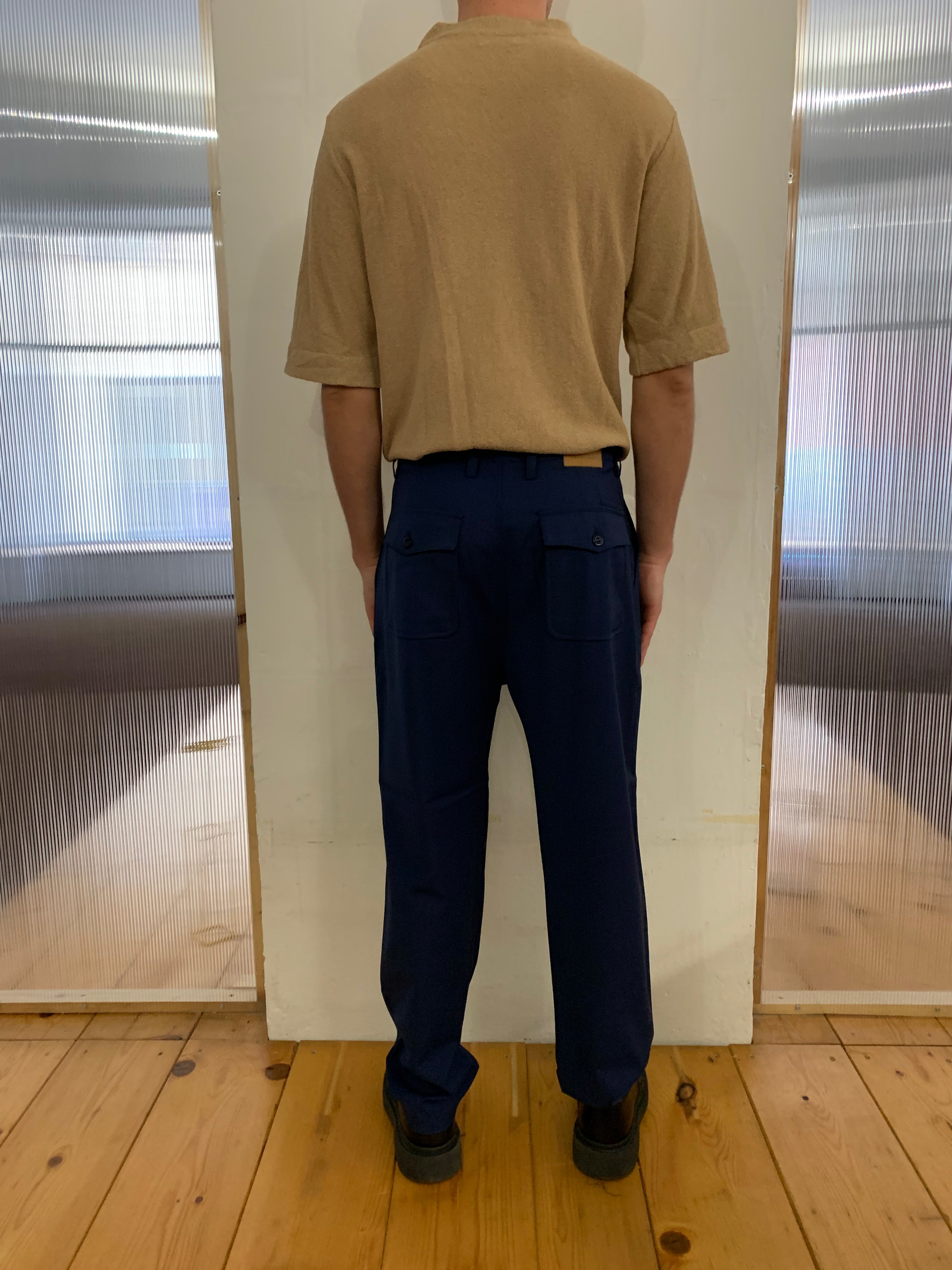 SEABISCUIT - WIDE TROUSERS - Super Soft Merino Wool Navy-Blu