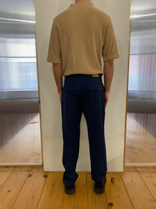 SEABISCUIT - WIDE TROUSERS - Super Soft Merino Wool Navy-Blu